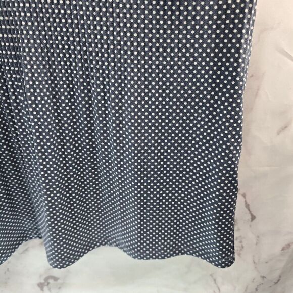 Adrianna Papell Shirt Womens XL Navy White Spot Dot Blouse Double Sleeve Ruffle - Picture 4 of 10